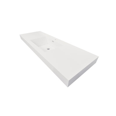 Better Vanity 19.5'' High Gloss White Stone Rectangular Bathroom Sink with Overflow