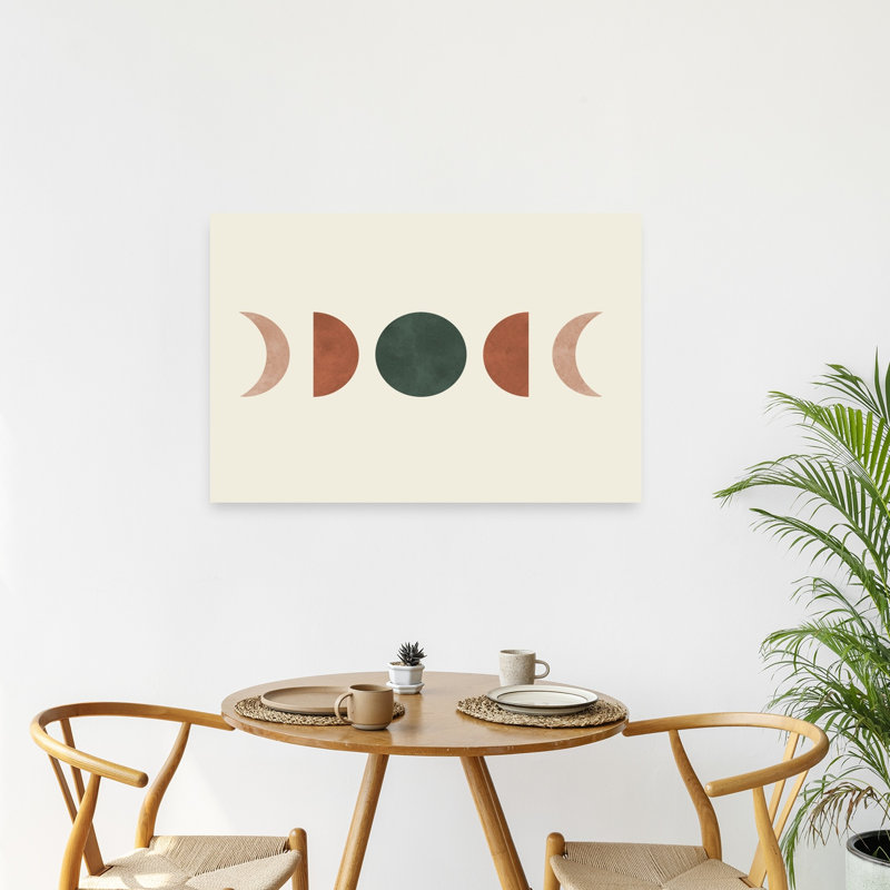 Earthy Moon Phases Abstract Geometric Minimalist Landscape Nature Wall Art Print 1 Piece Wrapped Canvas Wall Art
