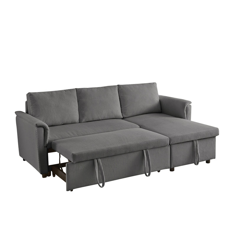 Canapé-causeuse avec méridienne et canapé-lit modulaire en L avec méridienne et rangement, Gris