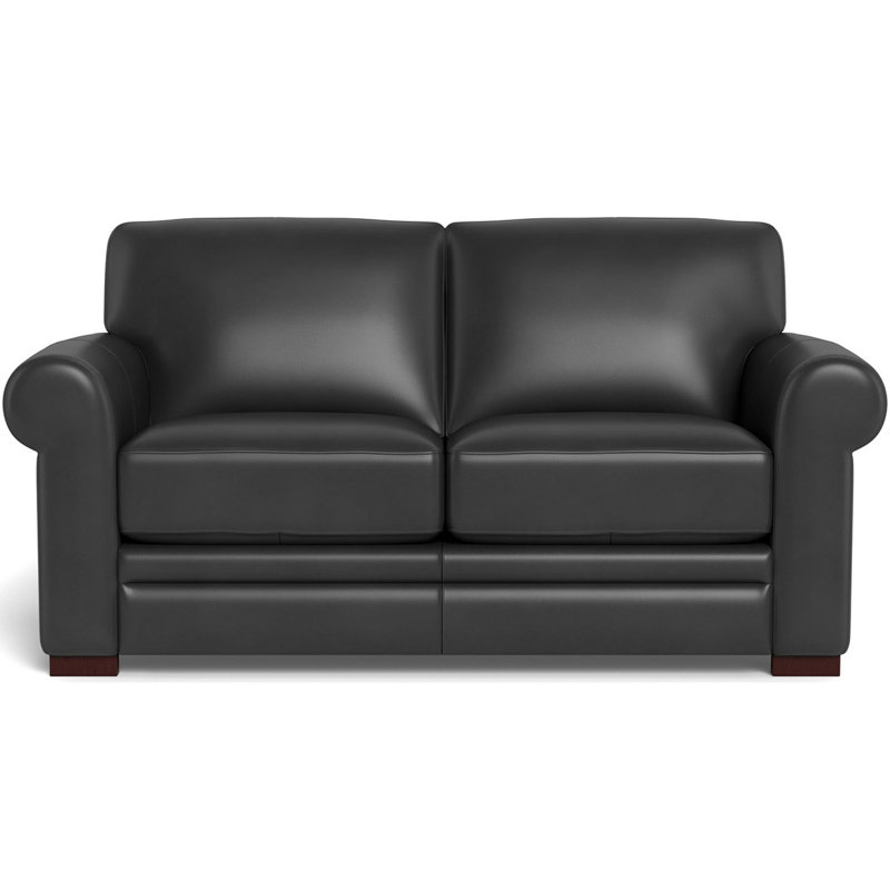 Brookfield 70'' Genuine Leather Rolled Arm Loveseat, Quartz