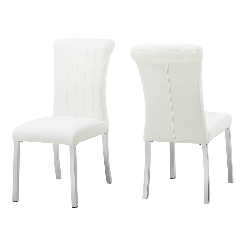 Chaises d'appoint rembourrées Stellas, Argent argent, Blanc