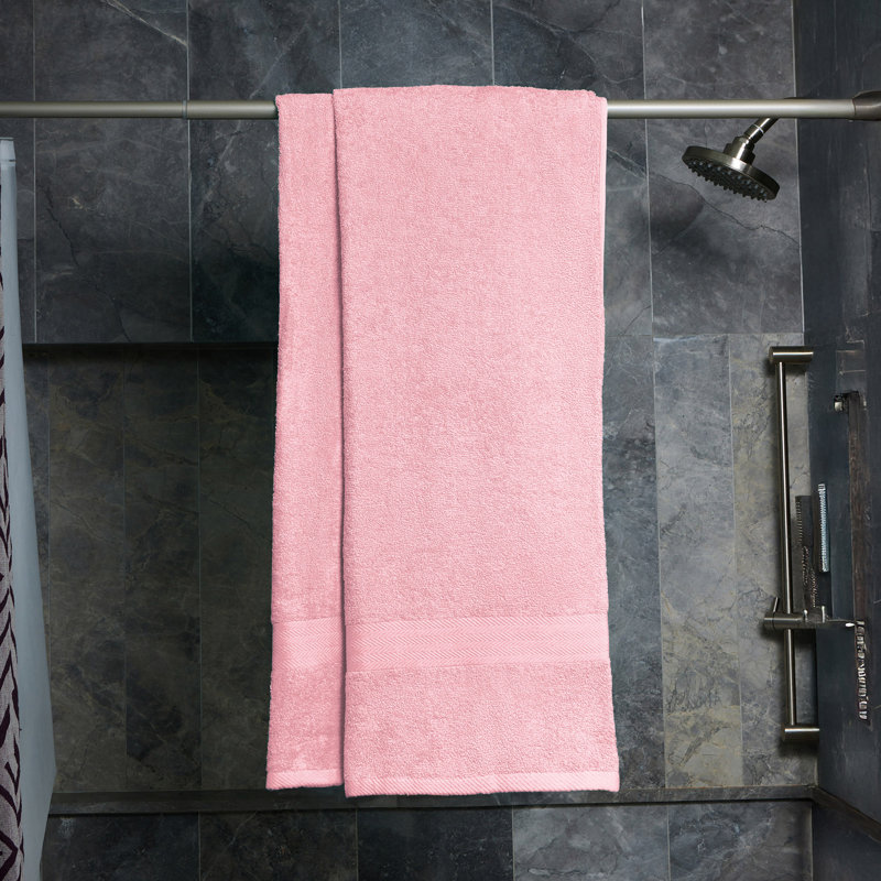 Drap de bain 100% coton de luxe 2 pièces en rose, Rose