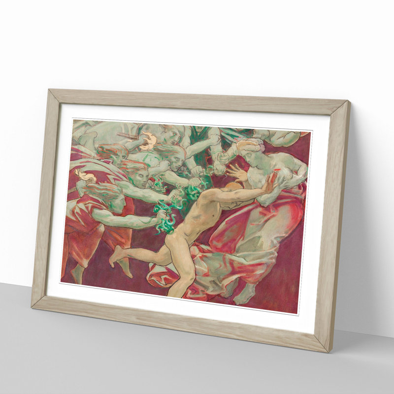 Orestes and the Furies by John Singer Sargent - Framed Print, 36cm H x 48cm W x 2cm D, Oak Framed
