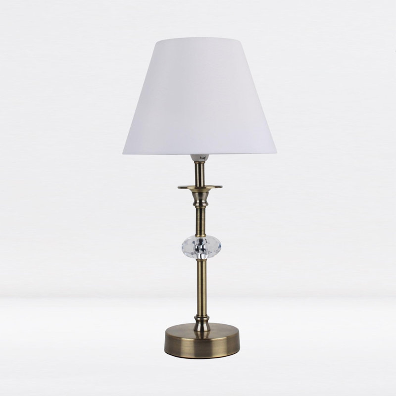Larrison Metal Table Lamp, Antique Brass, White