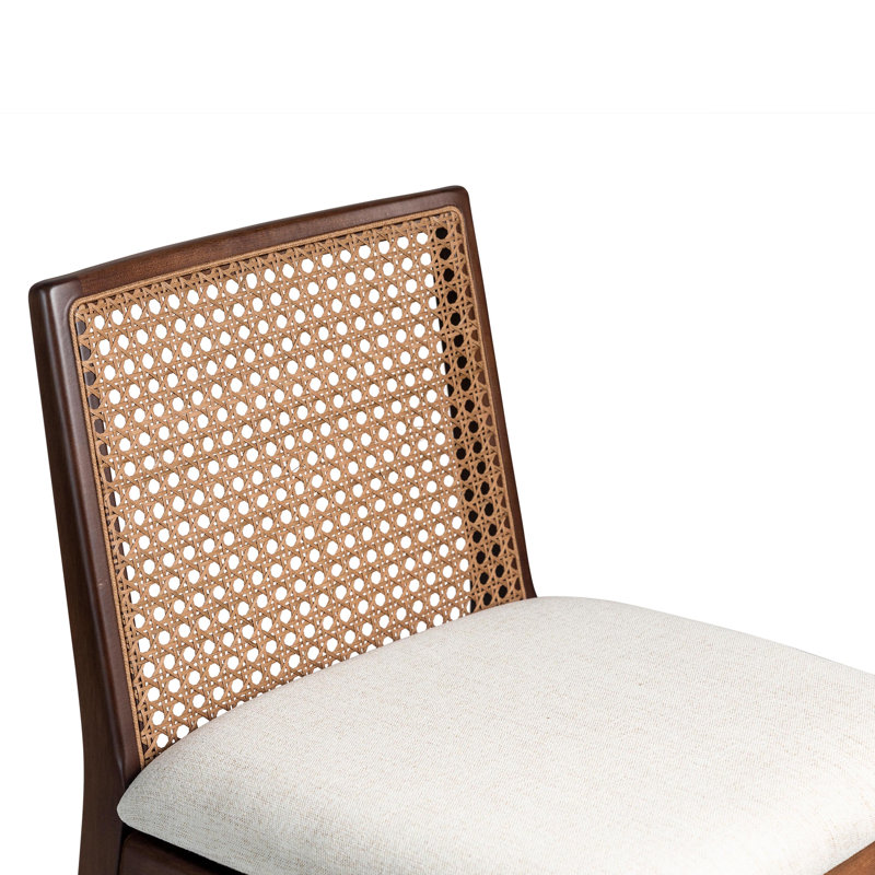 Modern Brazilian Nardia Cane Bar Stool, Medley Ivory/Brown/Natural, Counter Stool (25.5" Seat Height)