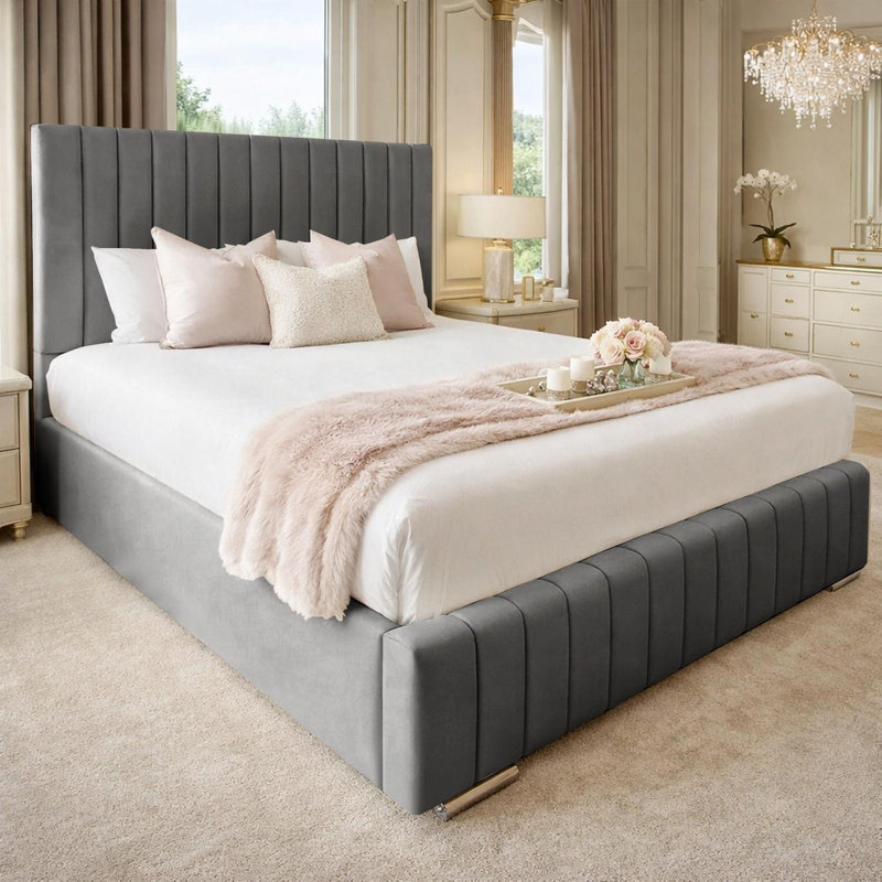 Upholstered Bed, Single (3'), Gray