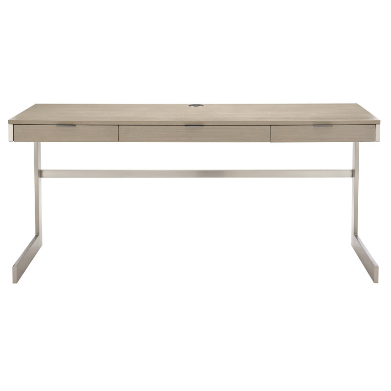 Axiom Stainless Steel Writing Desk with Built-In Electrical Outlet