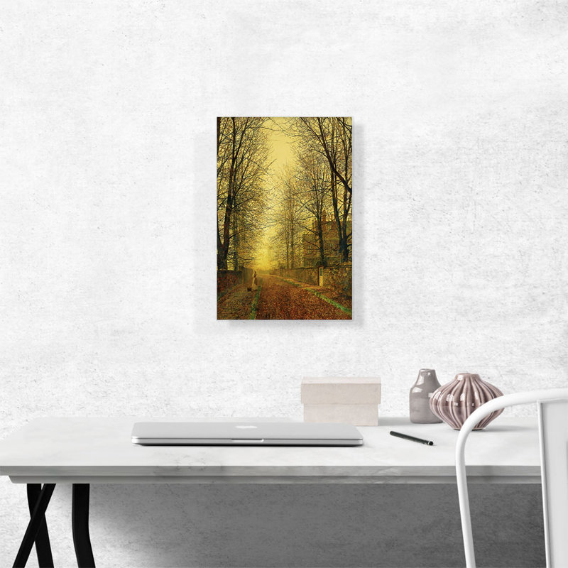 «In Autumn's Golden Glow» par John Atkinson Grimshaw, reproduction d'art, H 18 po x l 12 po x P 0,75 po
