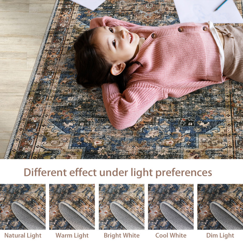 Washable Oriental Indoor Rug, Rectangle 9' x 12'