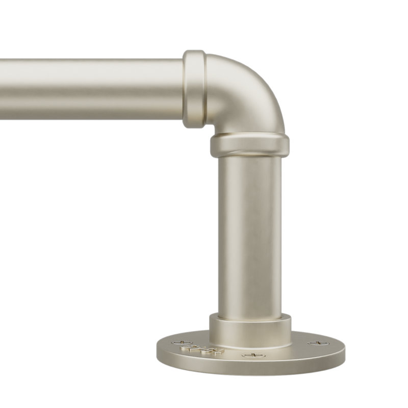 Tringle à rideaux industrielle ajustable noire résistante à la rouille Einstein, 32" - 120", Nickel brossé