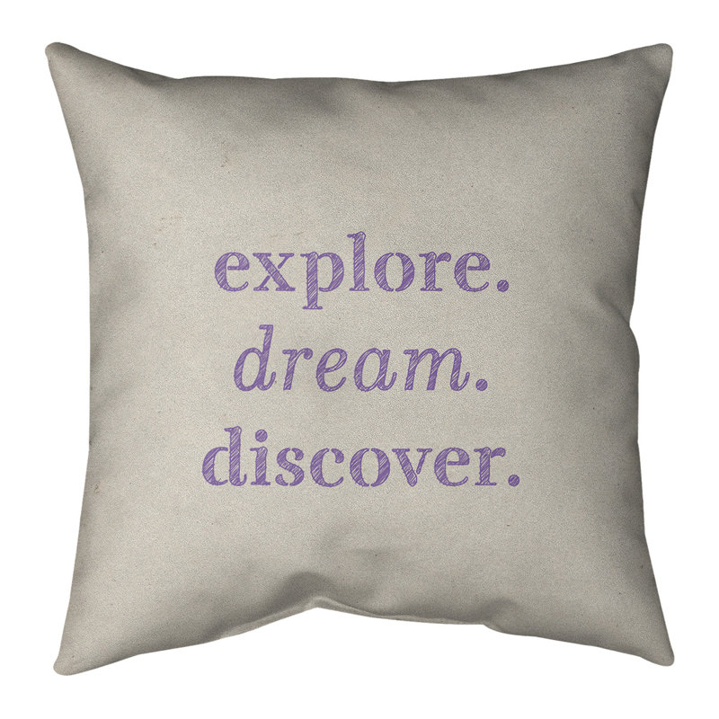Coussin de recherche de rêve à l’exploration à la main, 16 po x 1 po, Blanc / Mauve