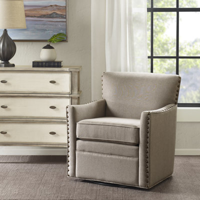Toomey Contemporary Nailhead Swivel Armchair