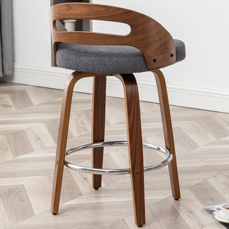 Mahtab Modern Upholstered Swivel Counter Stool, Gray, Counter Stool (25.19" Seat Height)