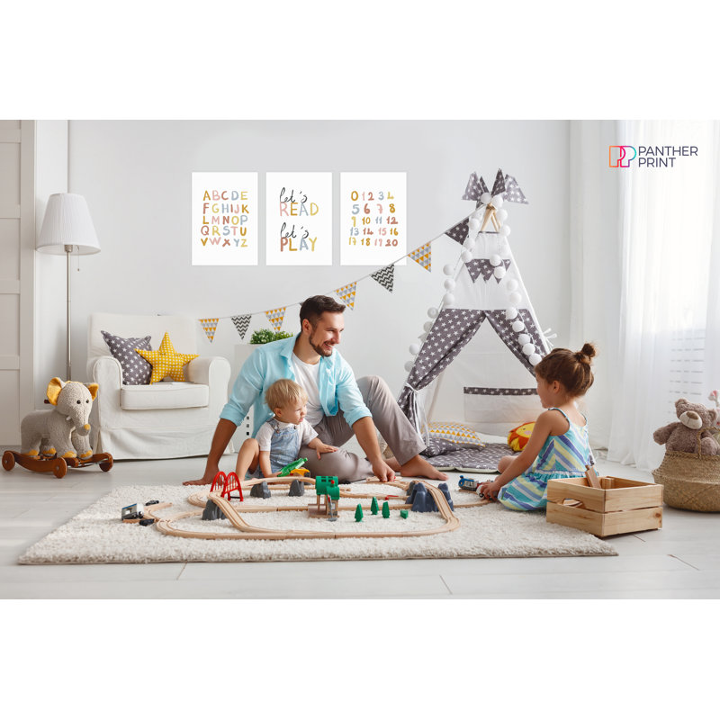 Let's Read, Let's Play Alphabet, And Numbers - 3 Piece No Frame Print Set, 42cm H x 29.7cm W