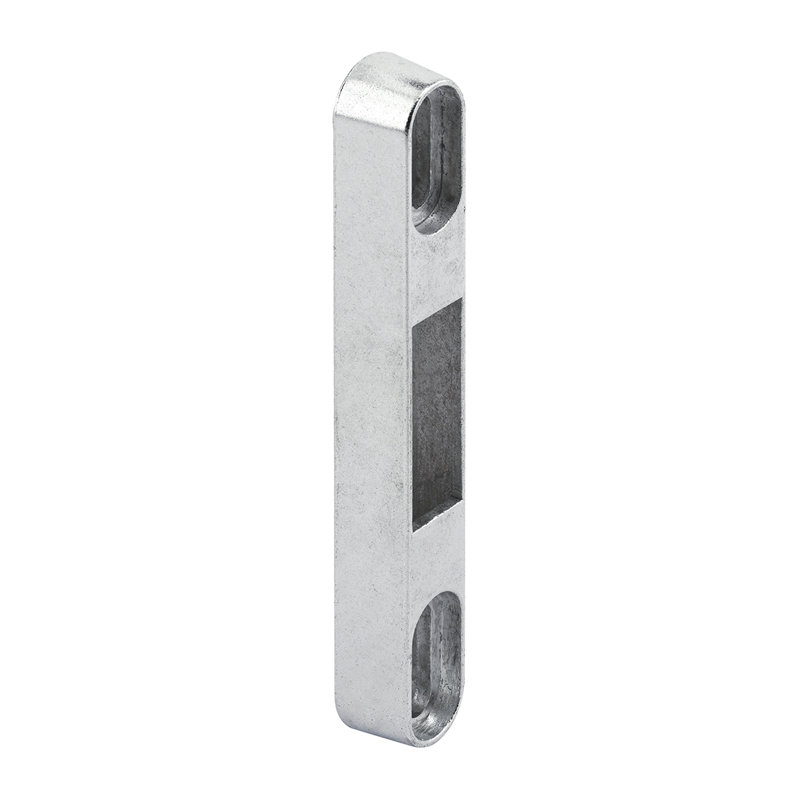 FHC E2125 Sliding Door Keeper Diecast, Metal construction, 4-1/4" Overall Length, Vertical Screw Slots adjustment, Mill Finish