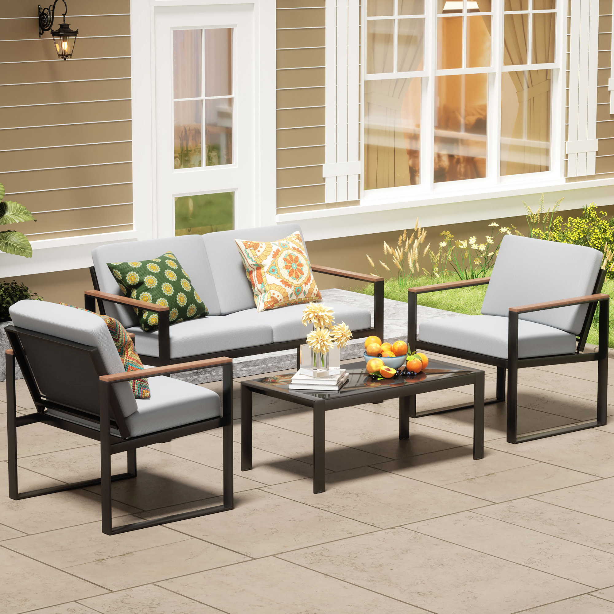 Hokku Designs Atara 4 - Person Patio Conversation Sets with