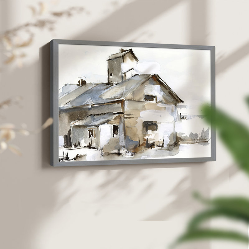 «Dilapidated Barn II», reproduction encadrée, H 8 po x l 10 po, Gris