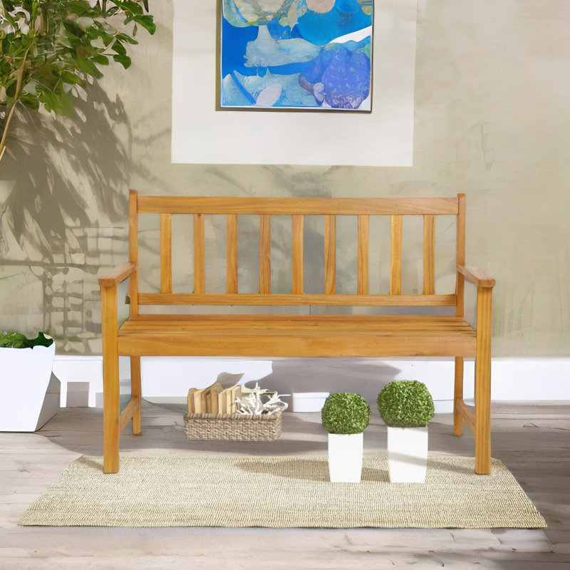 Wooden 2 Seater Garden Bench With Arm Rests