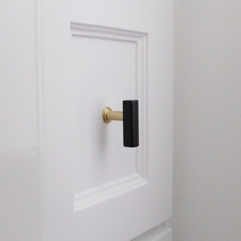 Mod Bar Knob, Matte Black/Satin Brass