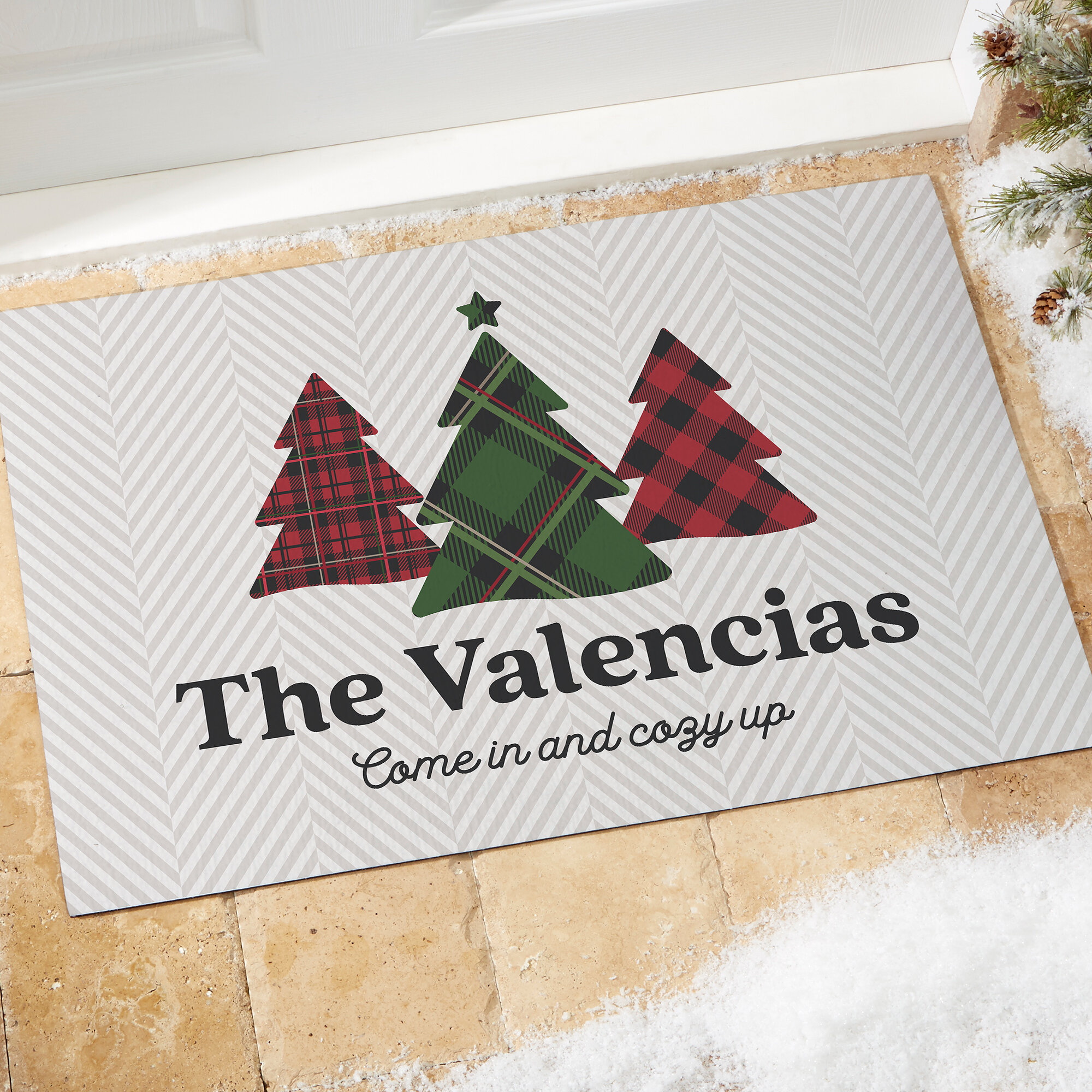 Winter Tree Line Black and Natural Holiday Doormat 18x30 +