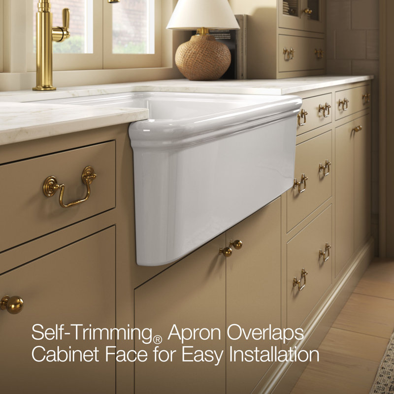 Audrine32-1/2" Undermount Single-Bowl Farmhouse Kitchen Sink, White, 33"