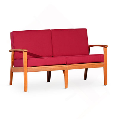 Loveseat With Cushions Natural Oil, Burgundy
