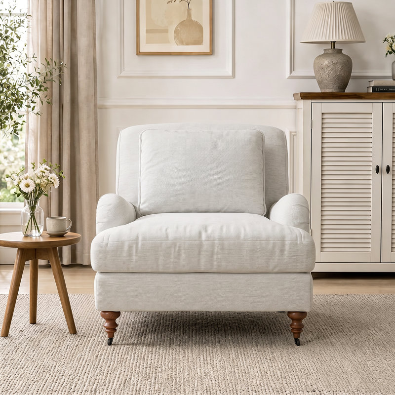 Fauteuil à roulettes English Classic, Blanc, 1, 37.8" W x 39.4" D x 37" H