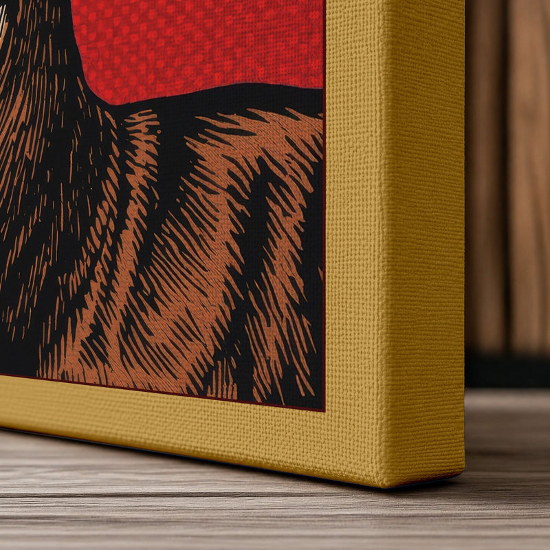 Geometric Deer Pop Art - Wrapped Canvas, 18x12 - 45.7 x 30.5 cm, Ochre Border