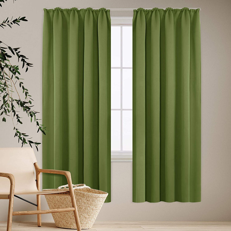 Deavin Blackout Curtain Pair, Width 140 x Drop 175cm, Green