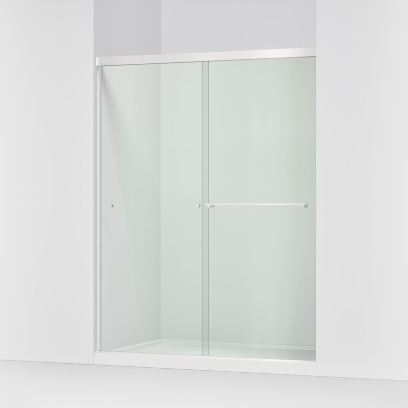 Revel 59.63'' x 76'' Double Sliding Shower Door with CleanCoat® Technology, Bright Polished Silver, Crystal Clear