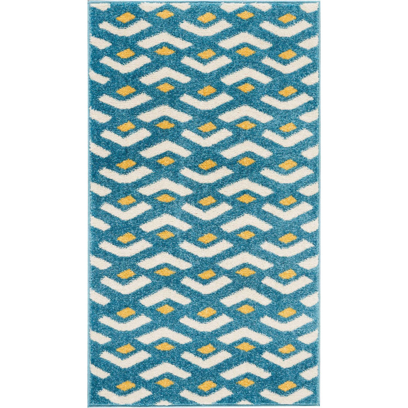 Tapis bleu Cristin Eclectic Bohemian, Rectangle 2 pi 2 po x 3 pi 9 po
