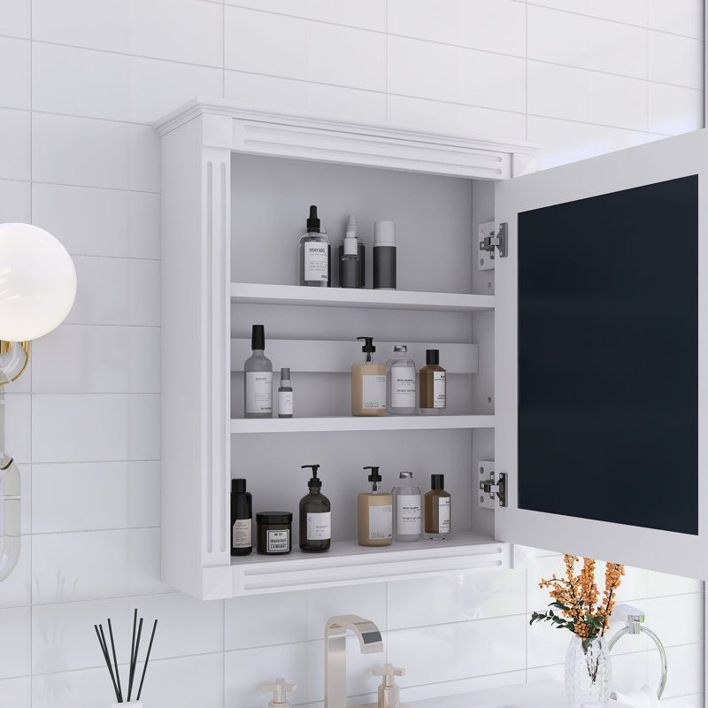 Pharmacie rectangulaire 24 "avec miroir et tablette réglable, Blanc