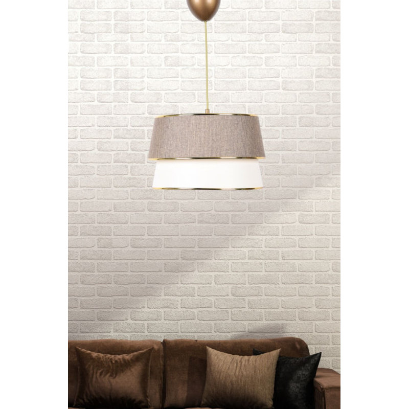 Lustre scandinave élégant, beige et crème, 11,8 po de diamètre x 29,5 po de hauteur | Corps en plastique durable, capuchon en tissu, douille E27 de 40 W maximum | Parfait pour les décors de style glamour et campagnard, l'éclairage élégant et fonctionnel