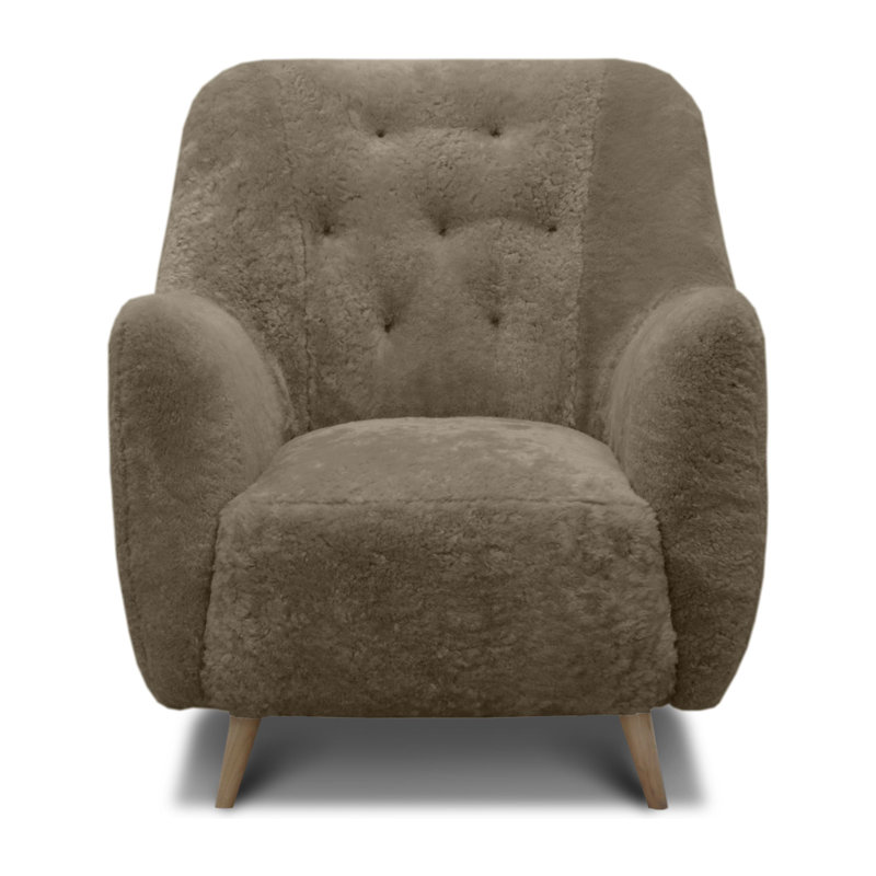 Fauteuil en cuir véritable touffeté de 33 po de large Molly, Désert (Longhorn), Espresso