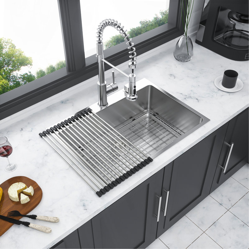 30X22 Inch Kitchen Sink Drop In 16 Gauge Stainless Steel 30" Single Bowl Topmount Kitchen Sink Basin