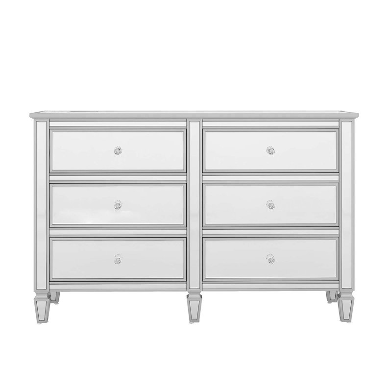Commode double 6 tiroirs l 56,1 po Mikayle, Blanc/Noir