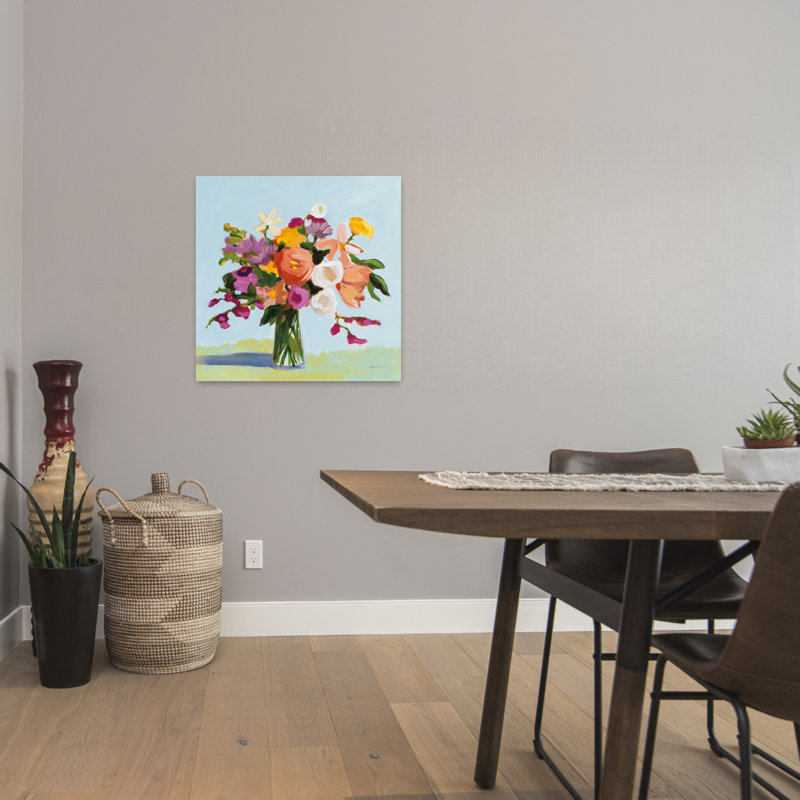 Art contemporain avec des fleurs en fleurs, H 24 po x l 24 po