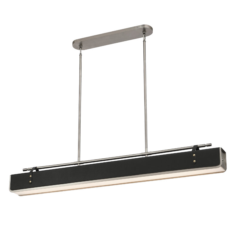 Luminaire suspendu linéaire moderne à 1 lumière, Nickel vieilli, Noir