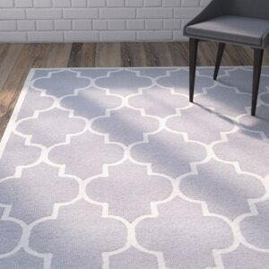 Cambridge Geometric Hand-Tufted Wool Silver/Ivory Area Rug