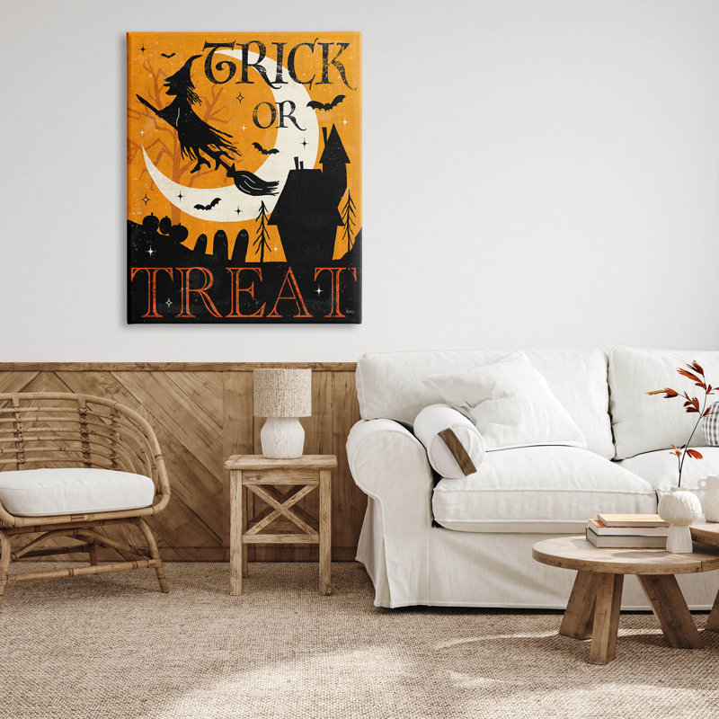 Art mural sur toile «Trick or traiter» par Véronique Charron, H 48 po x l 36 po x P 1,5 po