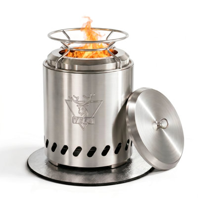 7.5 X 5.5" Low Smoke Stainless Steel Tabletop Fire Pit With 2 Mini Sticks, Fireproof Mat & Carry Bag Outdoor Tabletop Fire Pit For Patio, Backyard, Camping