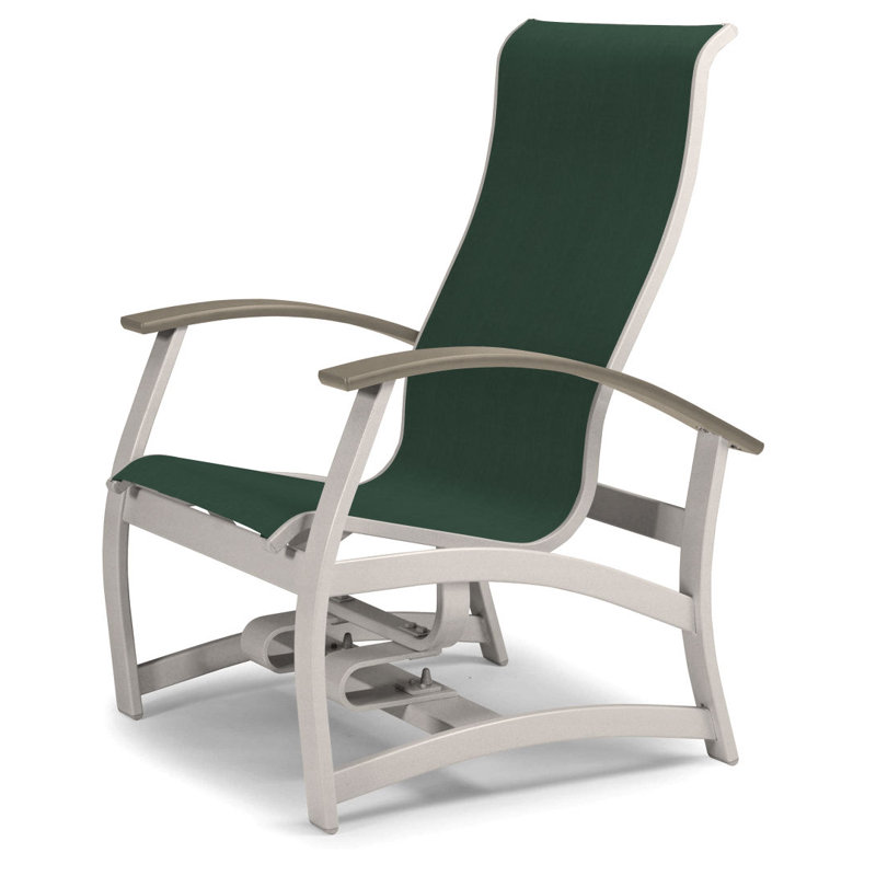 Askar Swivel Powder Coated Aluminum Outdoor Lounge Chair, Textured Snow, Forest Forest Green 22D Sunbrella®, Desert P60