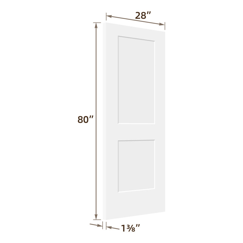 Intérieur dalle de porte creuse standard en bois moulé à 2 panneaux de 3/8 po d'épaisseur, 28 po x 80 po