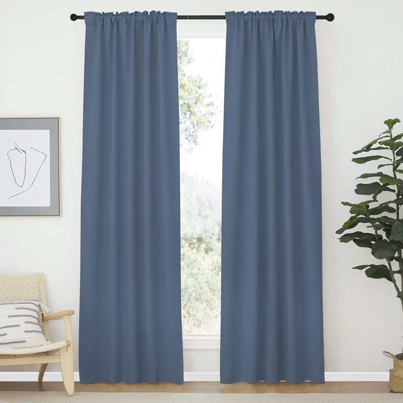 Blackout Curtain Light & Noise Reducing Room Darkening Drapes for Bedroom/Living Room/Kitchen, 2 Pieces, 42" W x 70" L