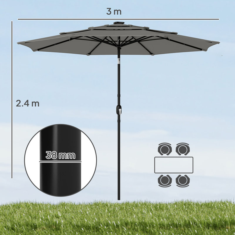 280cm Market Parasol, Grey