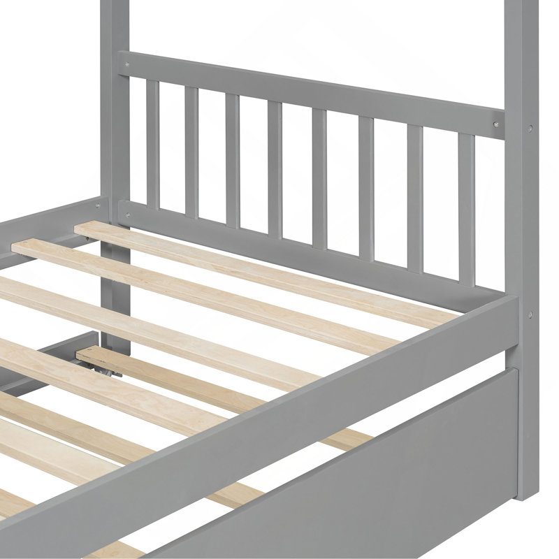 Lit en bois avec couchette, Gris
