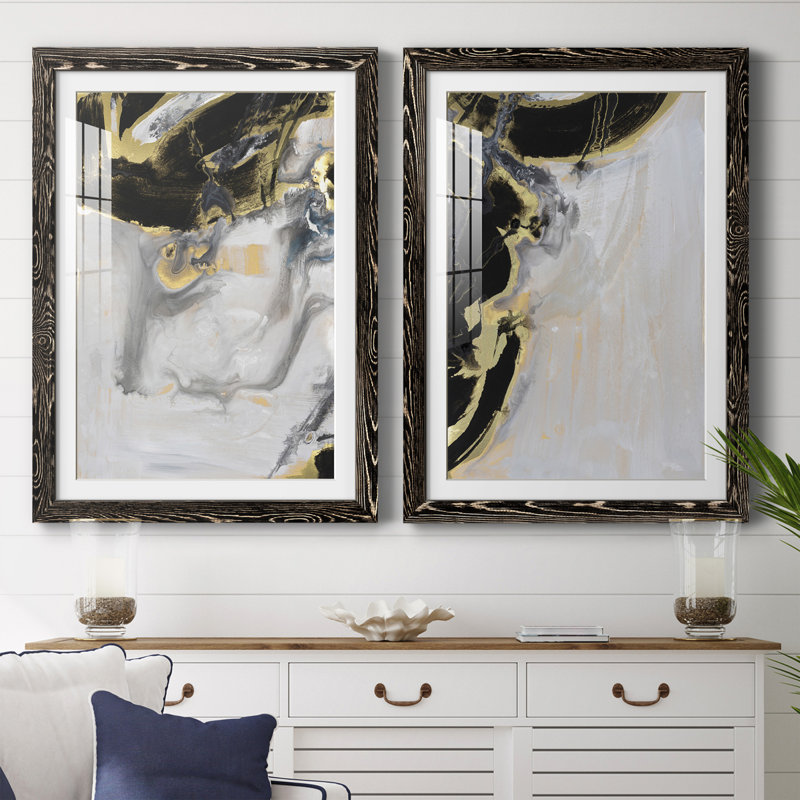 Port Of Call I - 2 Piece Single Picture Frame Print Set, 31.5" H x 23.5" W x 1" D, Black Framed