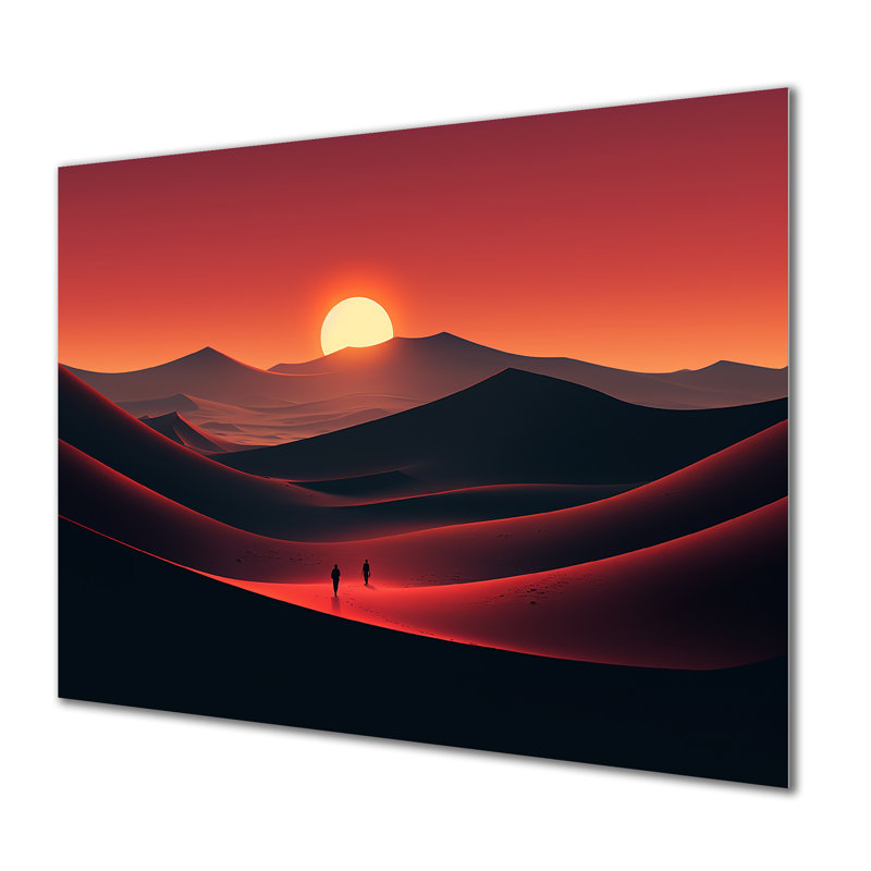 Marcher dans le désert du Sahara au coucher du soleil I - désert, art mural en métal, H 30 po x l 40 po x P 1,5 po