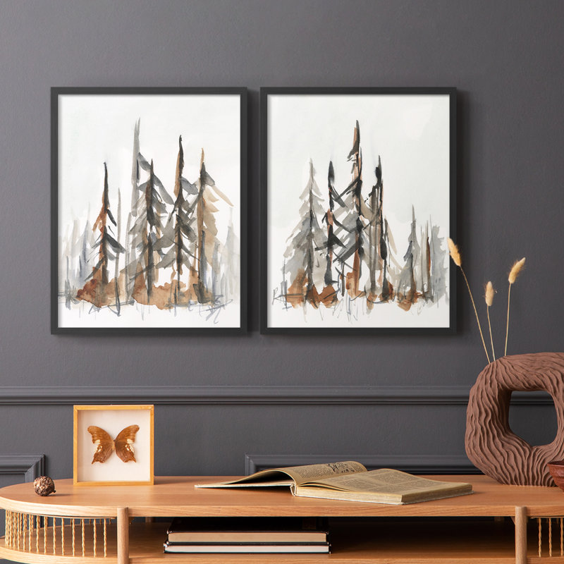 «Rustic Evergreen I», reproduction encadrée de qualité supérieure - prête à être accrochée - aucun clou requis - aucun clou requis