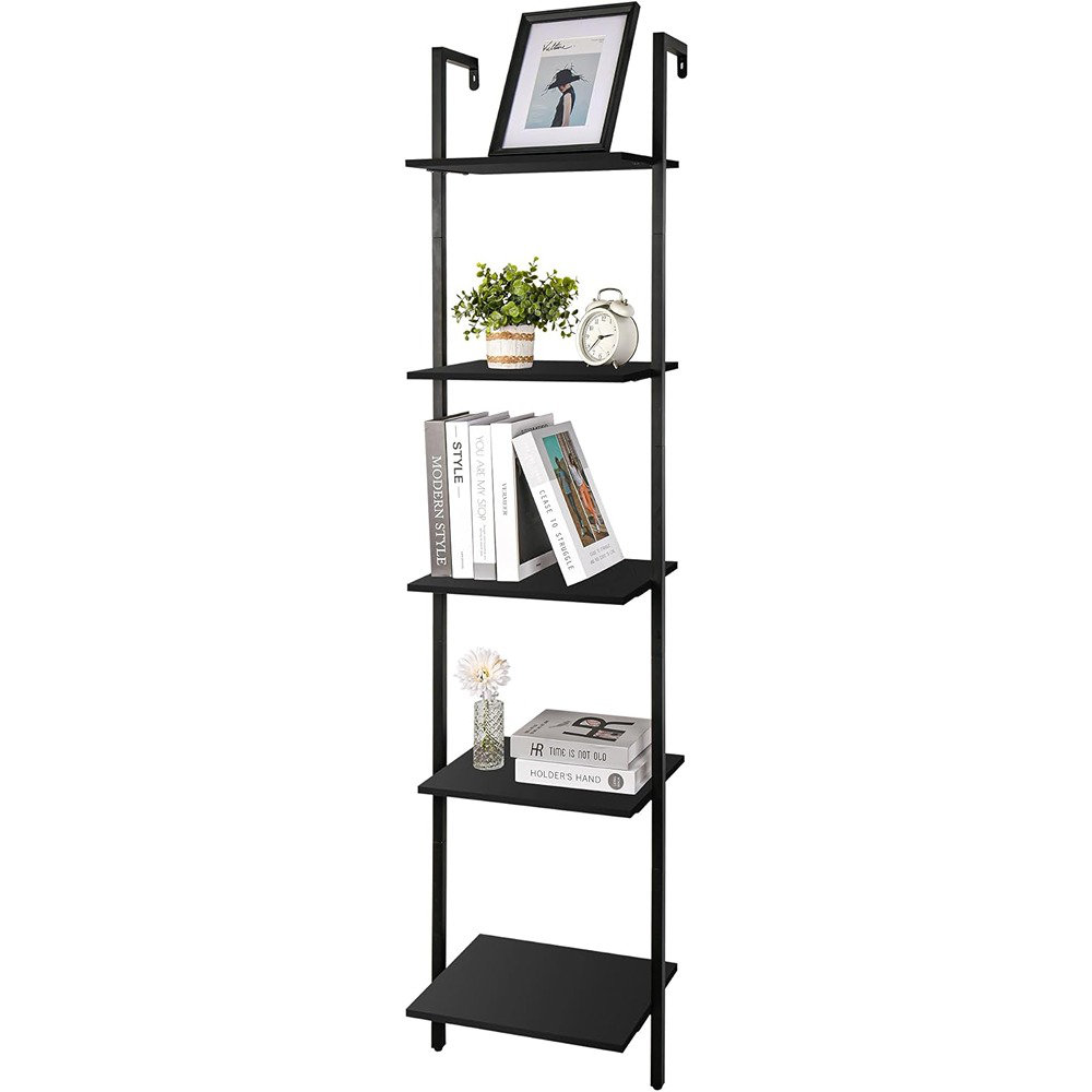 17 Stories Wall Mounted Ladder Bookshelf, Open Organizer Rack For Home